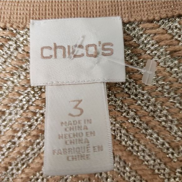 Chico's french hem and cuffs boho tunic style oatmeal open cardigan sweater - Picture 6 of 12